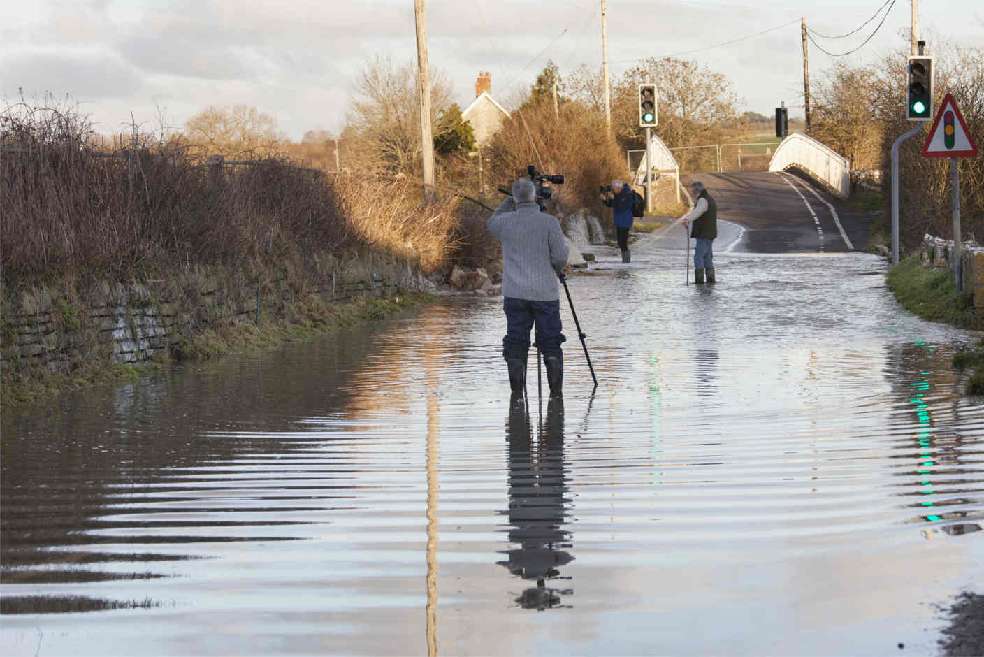 Me filming Muchelney floods